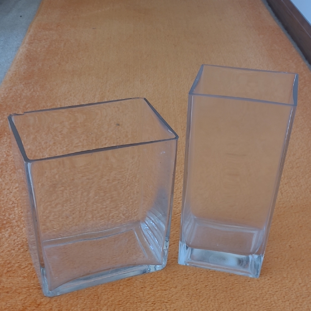 Clear Glass Square Vases